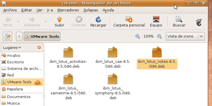 Image:Ubuntu 8.0.10 y Lotus Notes 8.5 Beta 2