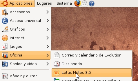 Image:Ubuntu 8.0.10 y Lotus Notes 8.5 Beta 2