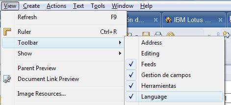 Image:Selector de idioma de bloques de texto en Lotus Notes