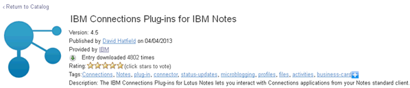 Image:Available IBM Connections Plug-ins for IBM Notes with support for IBM Notes 9