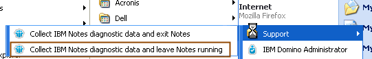 Image:Collect IBM Notes diagnostic data and leave Notes running
