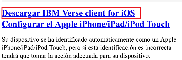 Image:IBM Verse es ahora una opción al configurar un iPhone en Traveler 9.0.1.4
